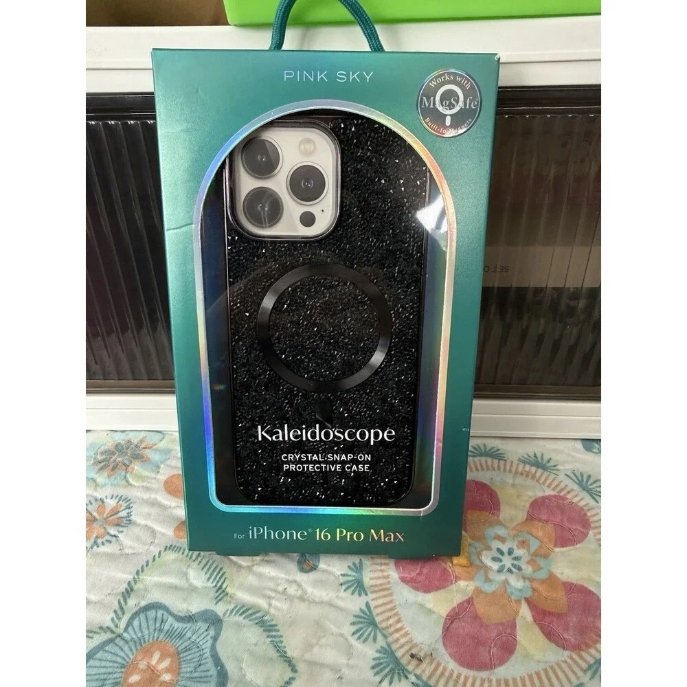 Pink Sky KALEIDOSCOPE Black Crystal mag safe iPhone 16 Pro Max Phone Case